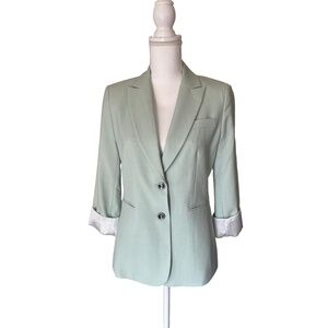 Tahari NWT ASL Blazer Womens Size 4 Mint Cienna Classic Structured 3/4 Roll Cuff